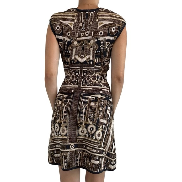 Mary Katrantzou Mini Dress Metallic Knit Colorful Artsy Aztec Size Extra Small - Picture 2 of 7